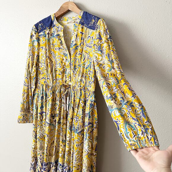 Soft Surroundings Mandisa Challis Lace Yoke Midi Dress Women's Size XL NEW - Picture 5 of 13